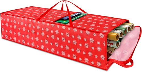 Christmas Wrapping Paper Storage Containers - 40 Inch Organizer for 20 Rolls | Breathable Fabric, Square Design