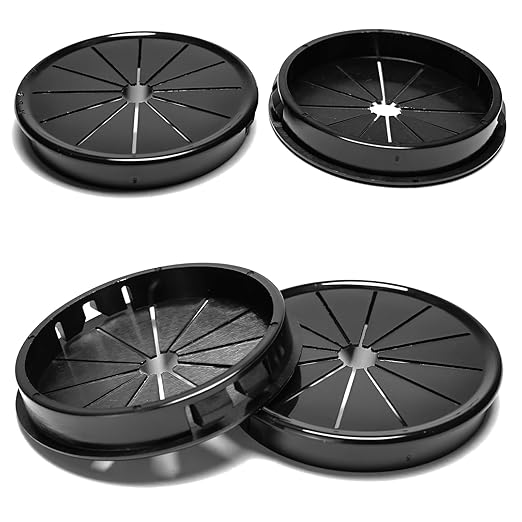 BOPOREAE 4 Pcs Cable Grommet, Snap Bushing 2-9/16" (65 mm) Mounting Diameter, Flexible Petal-Shaped Buckle Round Nylon Desk Grommet for Wires Through Countertop Cord Organizer and Protection, Black