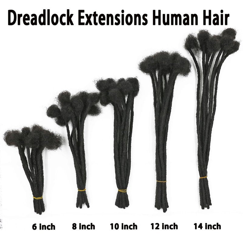 Coriario 0.4 cm Real Human Hair Dreadlock Extensions 8 inch 30 Strands Full Handmade Permanent Loc Extensions Human Hair Natural Black Dreads Extensions for Men Women Kids
