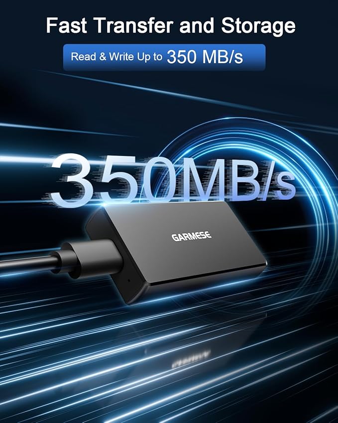GARMESE 120GB Portable SSD Up to 350MB/s USB 3.2 Gen 1 External SSD with Dustproof/High Temperature Resistance Type-C External Solid State Drive Reliable Storage