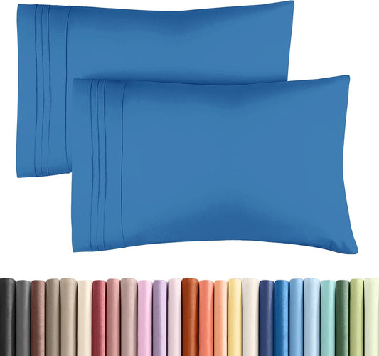 Regine Switzerland Queen Pillow Cases Set of 2 - Ultra Soft Hotel Quality - Wrinkle Free & Stain Resistant - Royal Blue