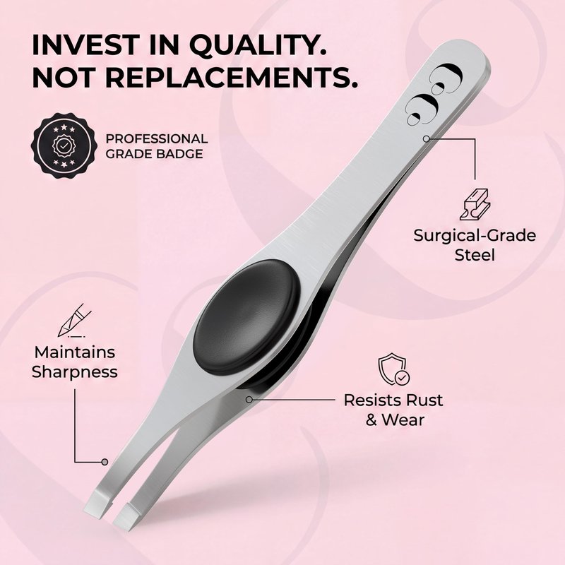 CoCo's Tweezers for Women Facial Hair – Slant Tip Eyebrow Tweezers, Sharp Stainless Steel for Eyebrow Shaping, Ingrown Hair Removal – Non-Slip Grip
