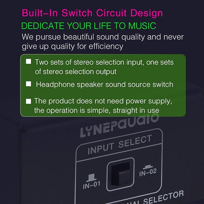 JINGFENG Audio Switcher 3.5mm 2 in 1 Out/1 in 2 Out A/B Switch Stereo Audio Splitter Box with No Distortion 3.5mm Jack for Switching Between Computer Speakers and Headphones