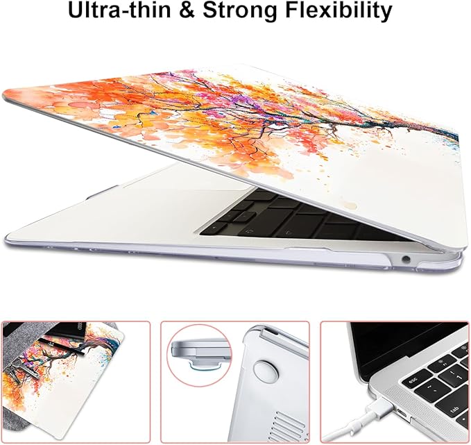 LCMOCICO Compatible with MacBook Air 13 inch Case M1 A2337 A2179 A1932 2021 2020 2019 2018 Release with Retina Display & Touch ID, Crystal Pattern Plastic Hard Shell Case Cover, Phoenix Tree Flowers