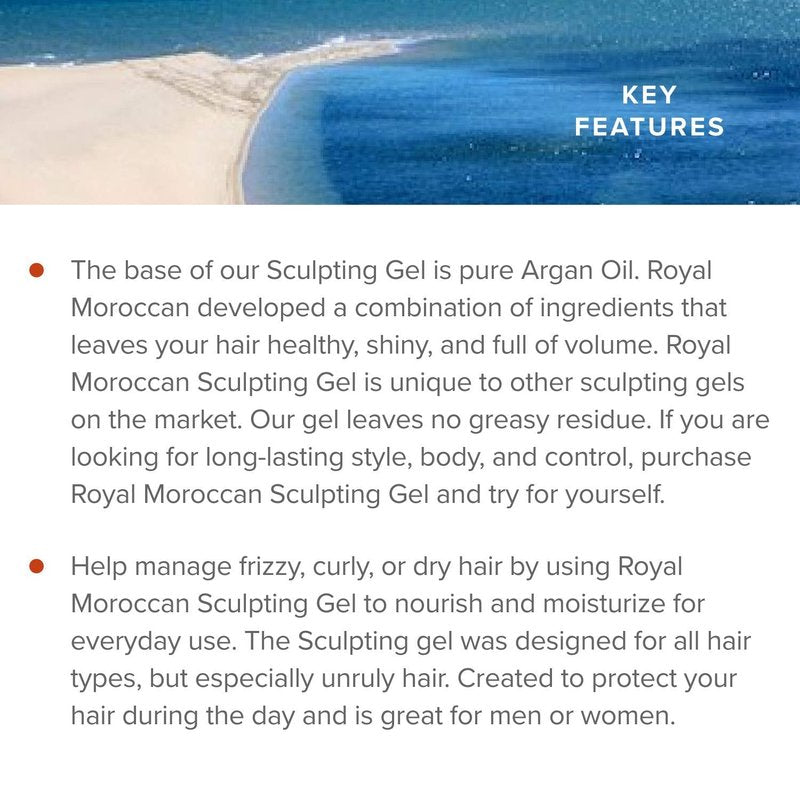 Royal Moroccan Sculpting Gel | Moroccan Argan Oil For Hair | Curly Hair Styling Gel | Hair Styling & Smoothing Products | Quick Drying Argan Oil Hair Products | 300 ml (10.14 fl oz)