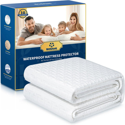Skiennix 100% Waterproof Queen Mattress Protector - Breathable Cooling 3D Air Fabric, Hypoallergenic & Noiseless, Fits 8-21'' Deep Pocket