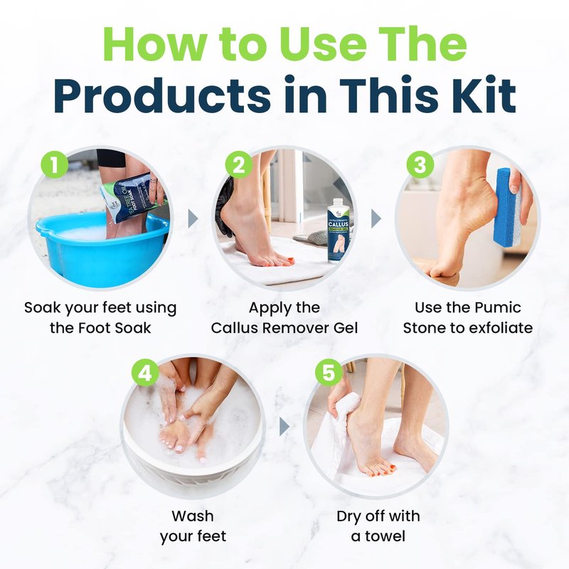 Tea Tree Foot Soak & Callus Remover Gel Kit - Extra Strength Treatment for Cracked Heels & Dry Feet | Epsom Salts Included