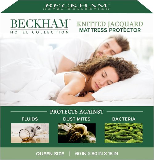 Beckham Hotel Collection Mattress Protector - Silent Waterproof Viscose Blend, Preserves Mattress Feel, Queen Size