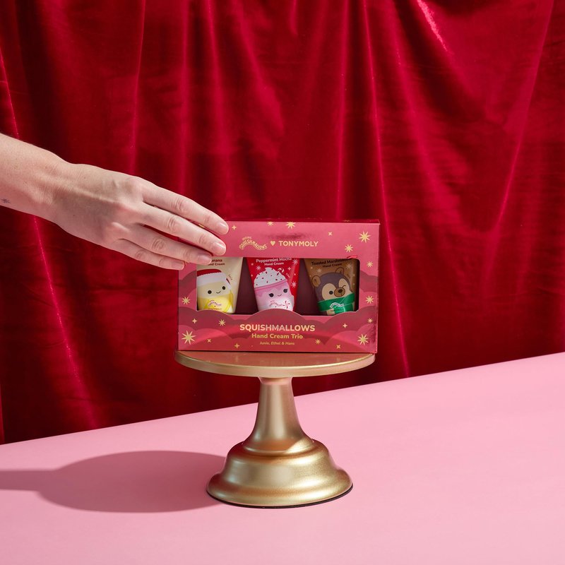 TONYMOLY x Squishmallows Holiday Hand Cream Set | Limited Edition Moisturizing Hand Cream Trio with Junie Banana, Hans Toasted Marshmallow & Ethel Peppermint Mocha | Soft, Hydrated Hands
