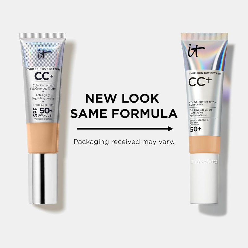 IT Cosmetics CC+ Cream - Natural Full Coverage Foundation with SPF 50+ | Anti-Aging Hydrating Serum, Lightweight, 24H Wear