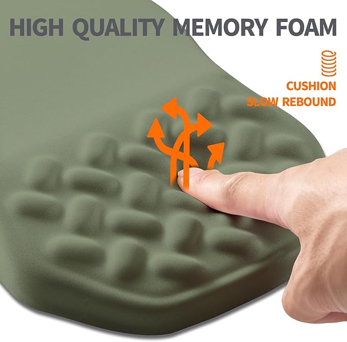 Armanza Ergonomic Slope Mouse Pad Wrist Support, Wrist Rest Mousepad for Carpal Tunnel Pain Relief with Massage Bulge and Slow Rebound Memory Foam (12x8 inch, Olive Green)