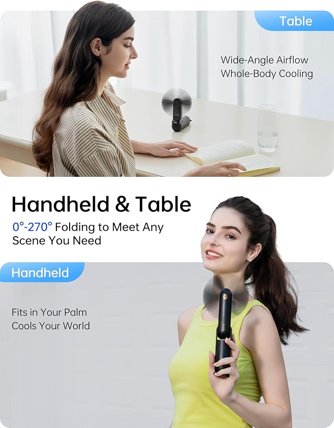 JISULIFE Handheld Fan 8 Plus: All-in-One Mini Fan with 40Hrs Cooling & 4500mAh PowerBank & Flashlight, USB Rechargeable, Portable Pocket Size for Travel, Makeup, Concert, Gifts for Women(Black)