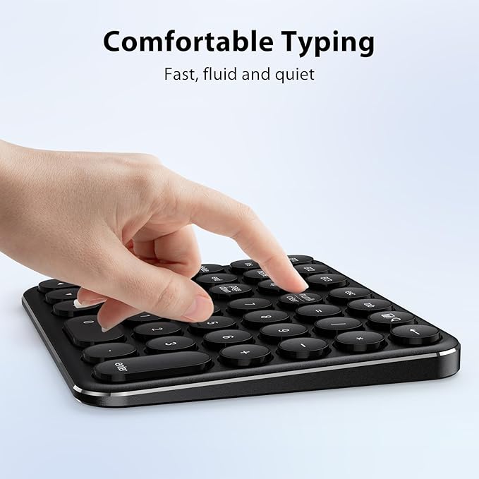 iClever Bluetooth Number Pad, Multi-Device Wireless Numeric Keypad, USB-C Rechargeable, 35 Keys Portable Numpad for Data Entry, Financial Accounting, Compatible with Laptop, Mac, iMac, Tablet, PC