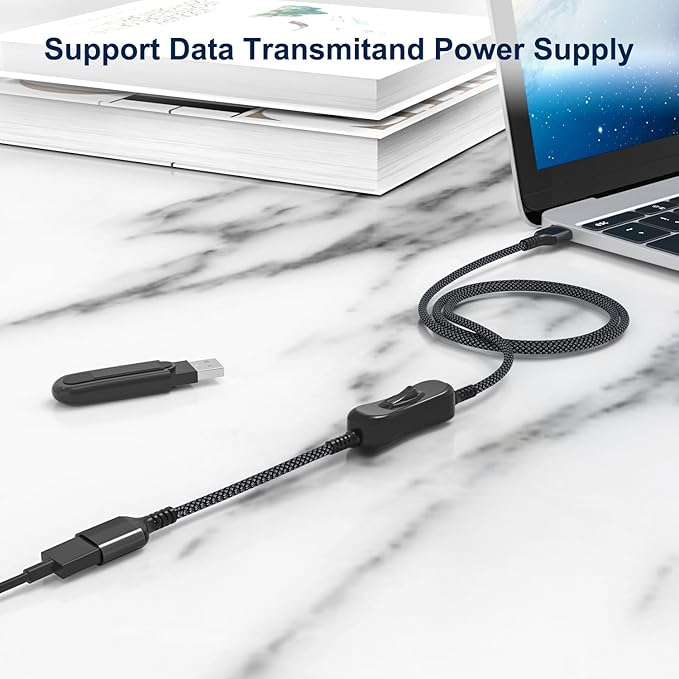 Itramax USB On Off Switch Cable,USB Extension Cable Support Data and Power 1FT/0.3M,Inline Power Switch,Male to Female with Toggle Switch for LED Lamp,LED Light Strips,Driving Recorder