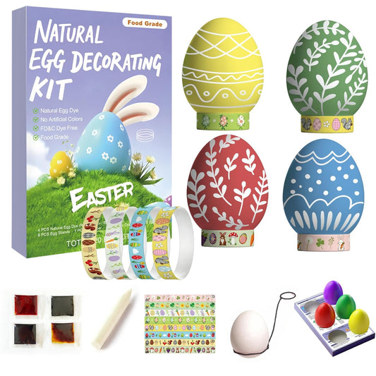 Natural Easter Egg Decorating Kit by [Brand Name] - Non-Toxic DIY Craft Set with 4 Liquid Colors & 6 Holders