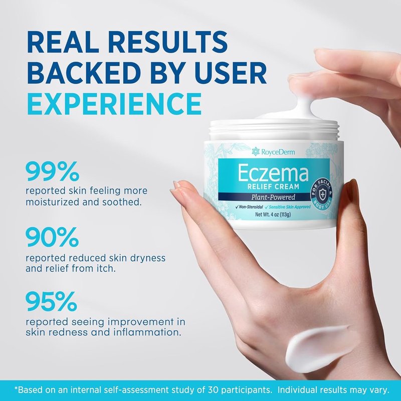 Roycederm Eczema & Psoriasis Cream for Dry, Itchy Skin – Moisturizer for Sensitive Skin, Eczema, Psoriasis & Dermatitis – 1% Colloidal Oatmeal + Ceramides – Steroid-Free for Adults, Kids & Babies