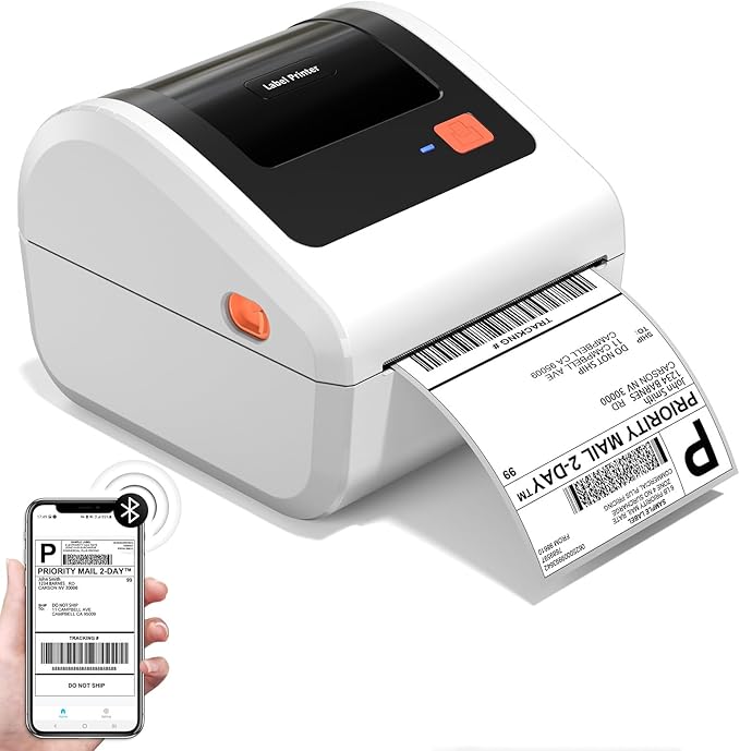 Omezizy Bluetooth Thermal Shipping Label Printer - D450BT Thermal Label Printer 4x6 for Small Business & Shipping Packages, Compatible with iPhone, Android, iPad, Windows, macOS, USPS, Amazon, Tiktok