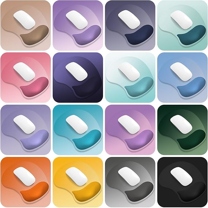 ITNRSIIET Ergonomic Mouse Pad, Cushioned Gel Wrist Rest, Non-Slip Base, Smooth Surface, Cute Multi-Color, 9.5 x 8.2 in, Gray Blue Gradient