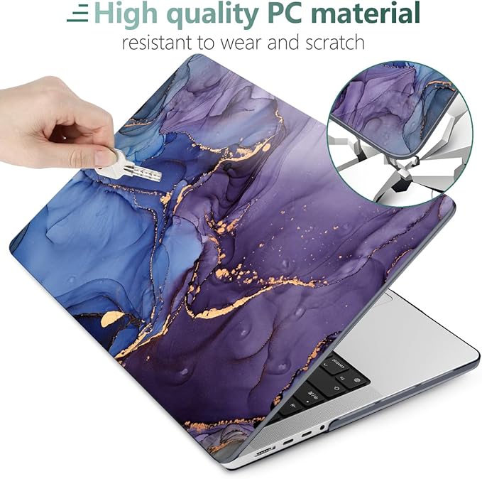 DONGKE Compatible with MacBook Pro 16 Inch Case (2026-2021 Release, M5 M4 M3 M2 M1 Pro/Max Chip), Plastic Hard Shell Cover with Keyboard Cover & Screen Protector for MacBook Pro 16", Abstract Marble