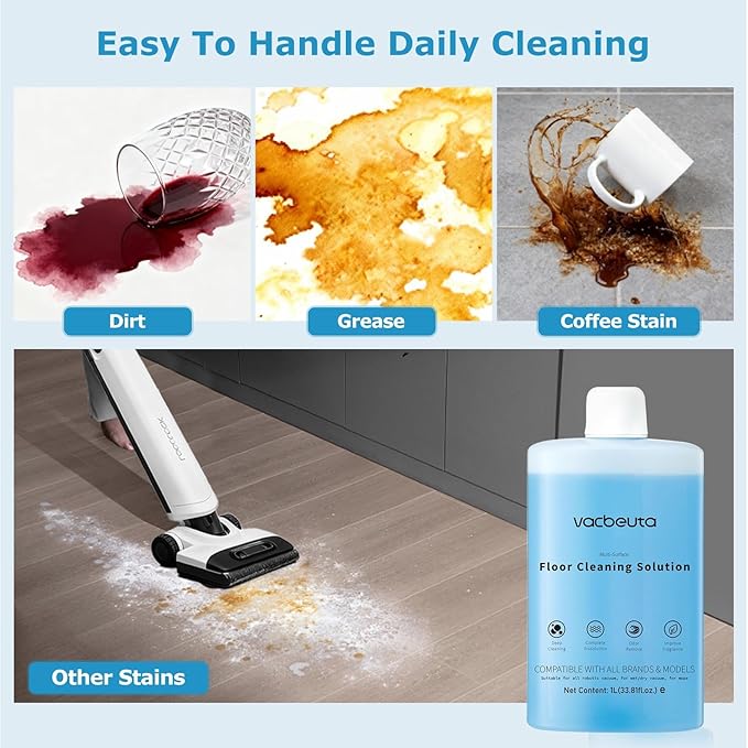 2-Pack Floor Cleaning Solution Compatible with Roborock Saros S8 S7 Q Revo Q Series Floor Cleaner for Hardwood, for Robot & Wet Dry Vacuums Mopping 1L, 33.8 Fl. OZ Original Flavor