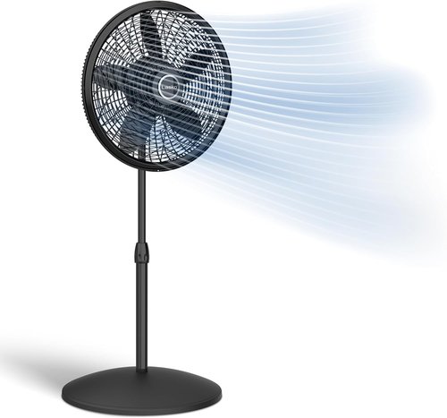 Lasko Oscillating Pedestal Fan - Adjustable Height, 3 Cooling Speeds, 18" - Portable Black Design