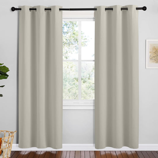 NICETOWN Kitchen Curtains - 78 Inches Long, Thermal Insulated Grommet Draperies, Natural Color, 2 Panels, 42 Inches Wide