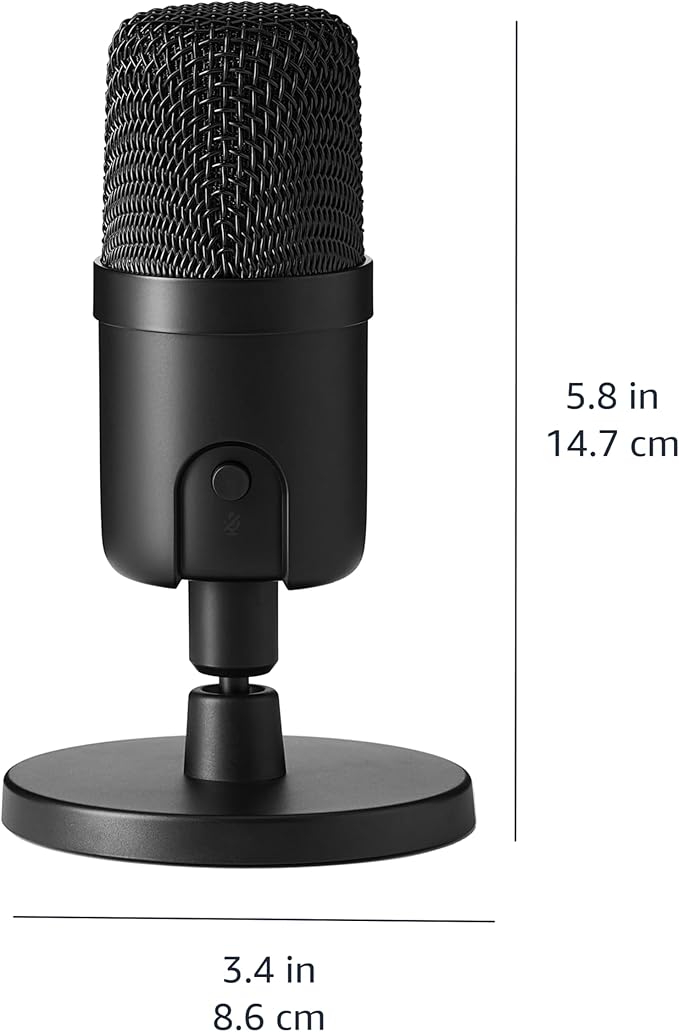 Amazon Basics Condenser Microphone for PC, Cardioid Pickup, USB Mic for Streaming, Recording, and Podcasting, 360° Adjustable Stand, Plug and Play, 5.8" x 3.4", Black