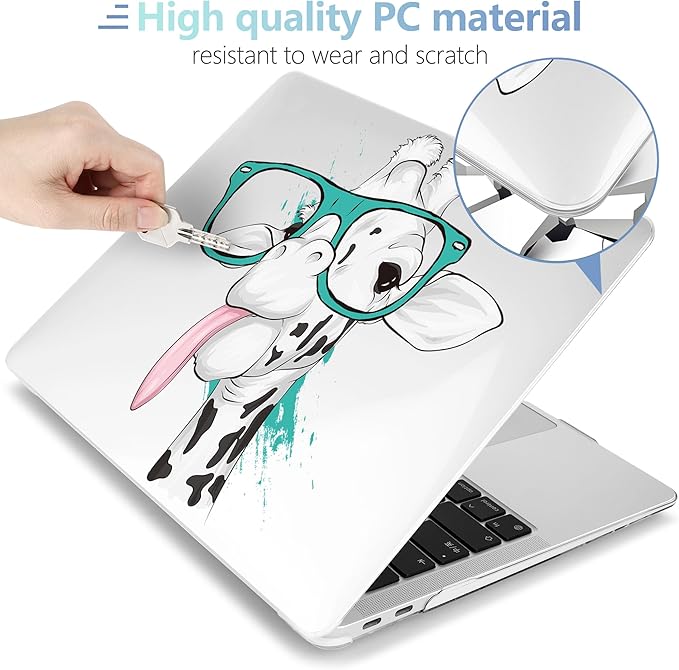 MEEgoodo for MacBook Air 13 inch Case 2021 2020 2019 2018 Released A2337 M1 A2179 A1932 with Touch ID, Plastic Hard Shell & Keyboard Cover Compatible with MacBook Air 13.3, Funny Giraffe