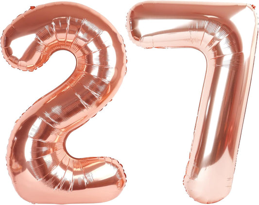 Regine Switzerland 40-Inch Rose Gold Number 27 Balloons - Perfect for Birthday, Wedding & Graduation Celebrations
