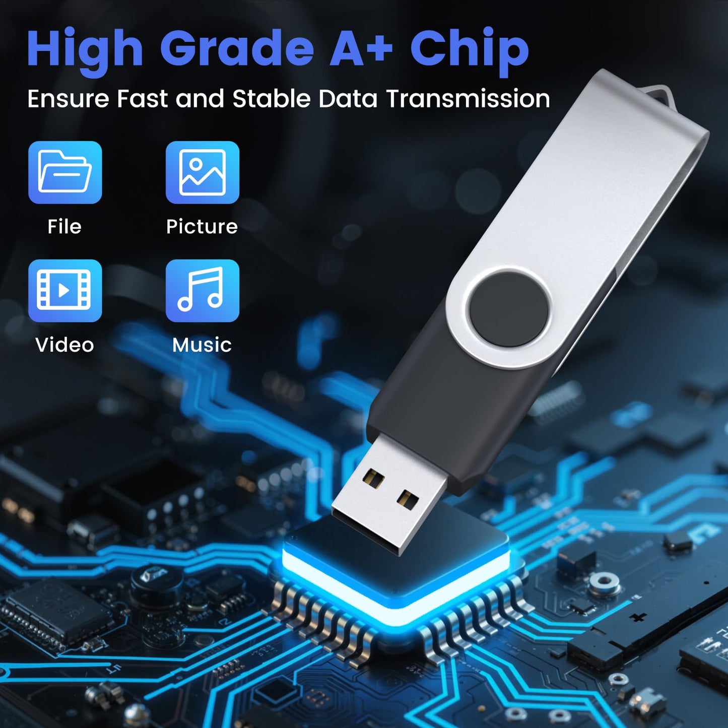 ABLAZE 1GB Flash Drive 10 Pack, USB 2.0 Memory Stick with Lanyards Swivel Thumb Drives Bulk Pendrive U Disk for Data Storage (Mixcolors)