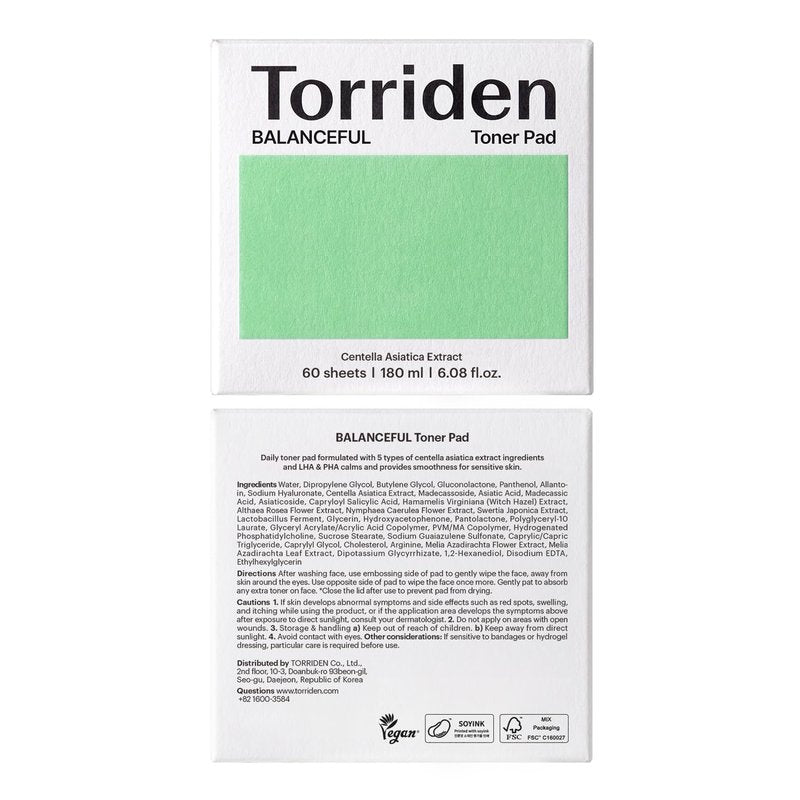 Torriden BALANCEFUL Toner Pad (60 pads) | Daily Exfoliating Pads with PHA & LHA for Oily, Combo, and Sensitive Skin | 5D CICA, Panthenol