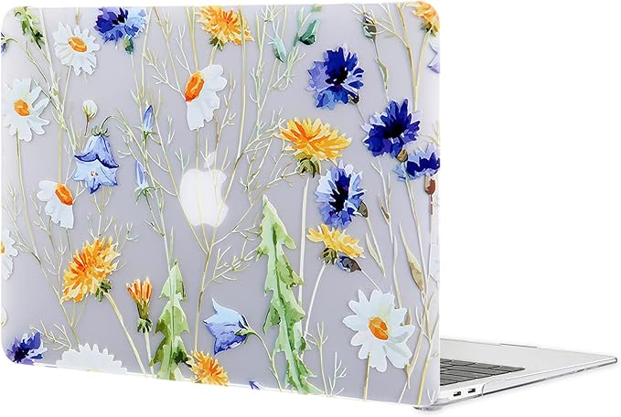 iDonzon Case for MacBook Pro 13 inch M2 M1 A2338 A2289 A2251 A2159 A1989 A1706 2023-2016 Release with Touch ID, 6 in 1 Matte Clear Shell&Keyboard Cover&Screen Protector&Webcam Cover, Floral