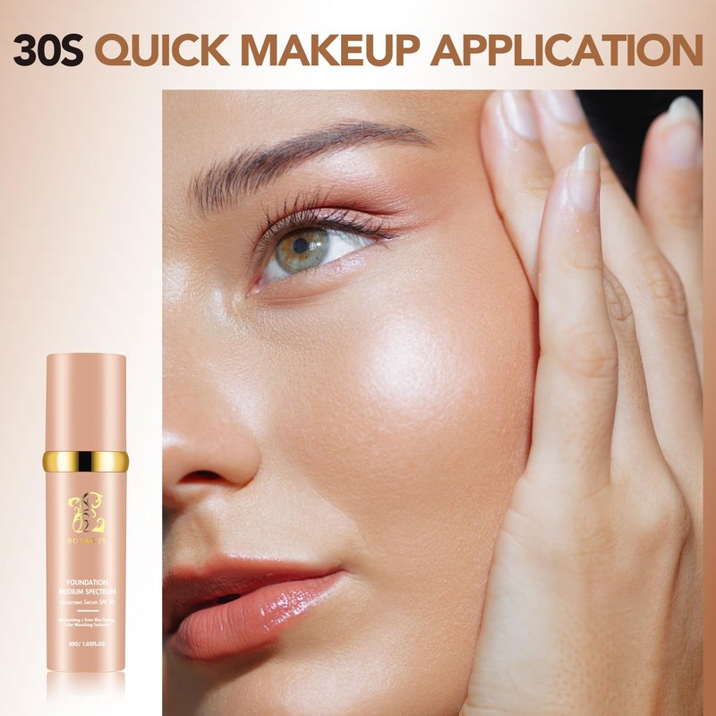 Match Cosmetics Foundation 4 in 1-Medium Spectrum,4 in 1 Cosmetics Foundation Liquid with SPF 50+, Concealer Cosmetic Lightweight Makeup, Longwearing & Waterproof for Makeup（2 Pack）