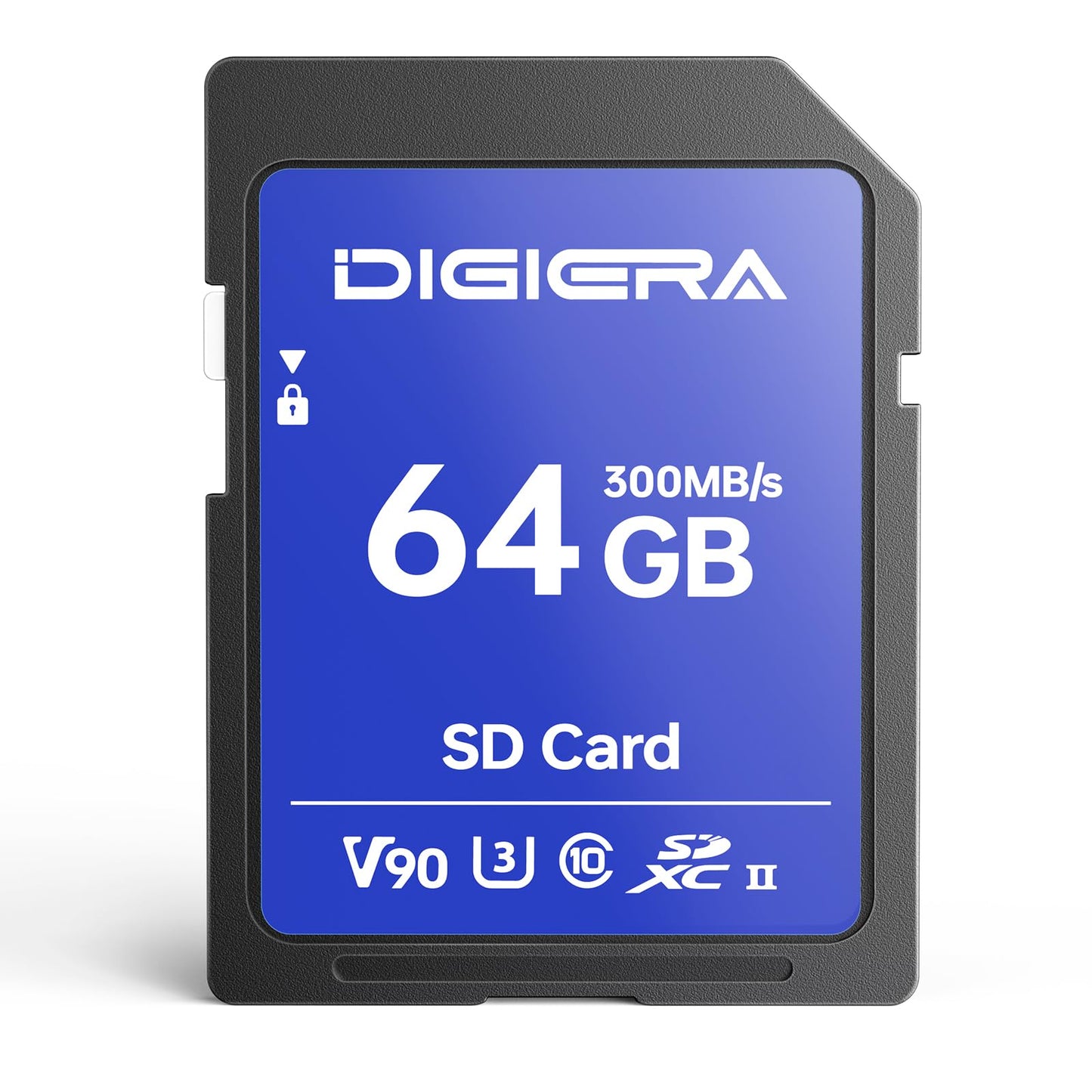 DIGIERA 64GB LSU200 SDXC UHS-II Memory Card - up to 300MB/s, C10, U3, V90, 8K, SD Card for Computers, Digital Cameras, Home Theatre Devices, Car Navigation Systems (1 Pack)