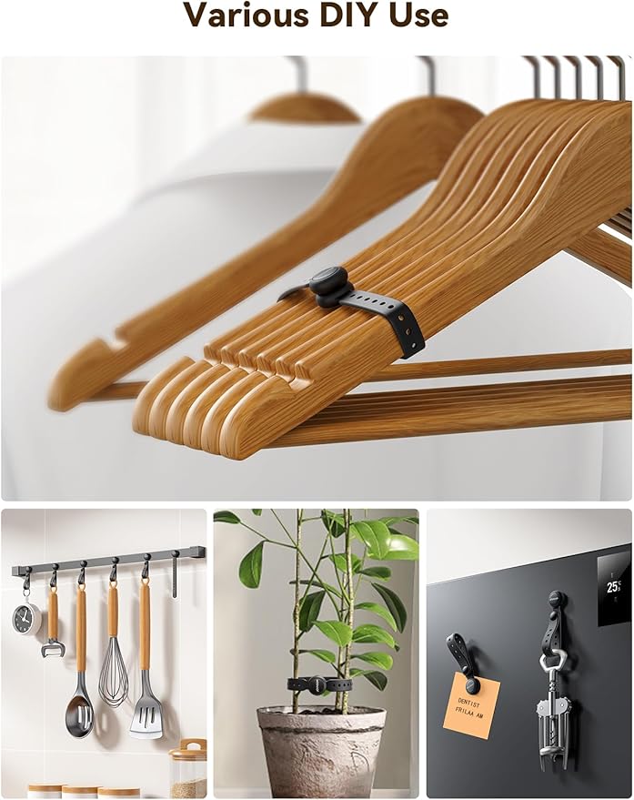JOYROOM Magnetic Cable Ties with Magnets for Bundling & Cable Management– Reusable Silicone Cord Ties Multi-Purpose Cord Organizer Cable Clips for Home, Office & Travel (12-Pack,Black)