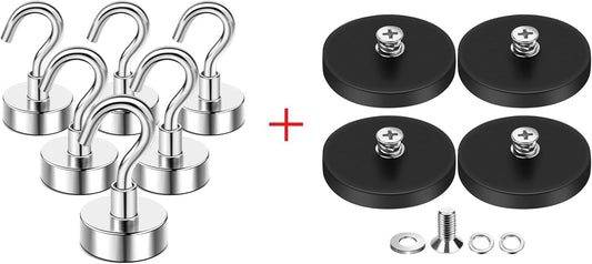 N52 Magnetic Hooks by [Brand Name] - 30lbs Capacity | 4 Rubber Coated Anti-Scratch Mounting Magnets