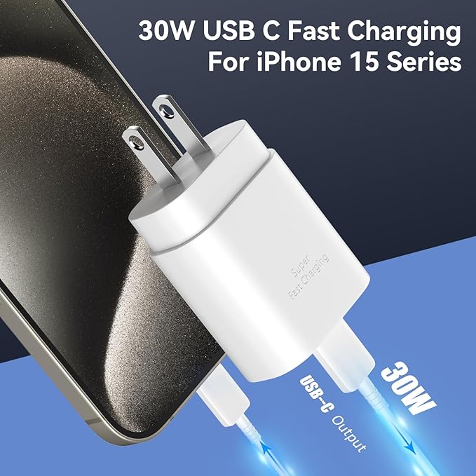 Phone 17 16 15 Charger Fast Charging,30W USB C Phone 17 16 15 Pro Max Charger Block &6.6FT Long Type C Cable Cord for i.Phone 17/17 Air/17 Pro/17 Pro Max/16/16Plus/16 Pro/16 ProMax/15/15Pro Max,Blue