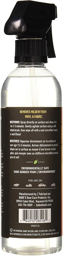 Babeâs Mildew Master â Lifts Marine Grime for Boats â Enzyme & Peroxide Formula â Safe for Carpet, Vinyl & Hard Surfaces