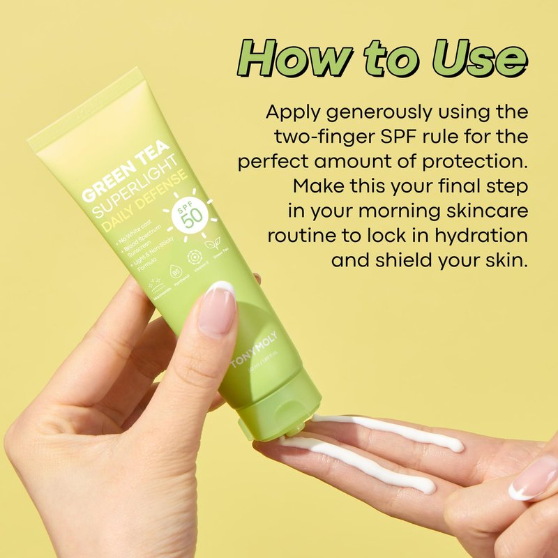 TONYMOLY Green Tea Korean Sunscreen SPF 50+ PA++++ — No White Cast, Lightweight Face Sunscreen for All Skin Tones, Hydrating with Niacinamide, Panthenol & Hyaluronic Acid, 1.69 fl oz