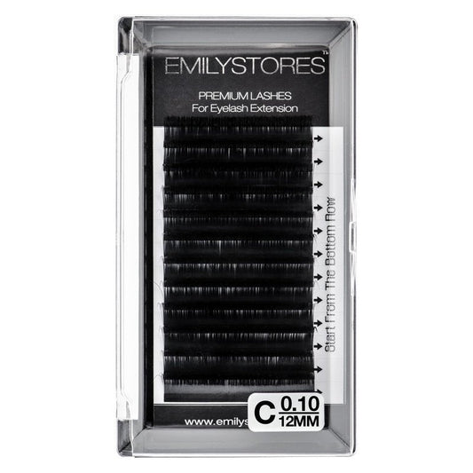 EMILYSTORES Eyelash Extensions 0.10mm Thickness C Curl Length 12mm Individual Volume Natural-Looking eyelashes Single Size For Lash Extension (0.10,C,12mm)