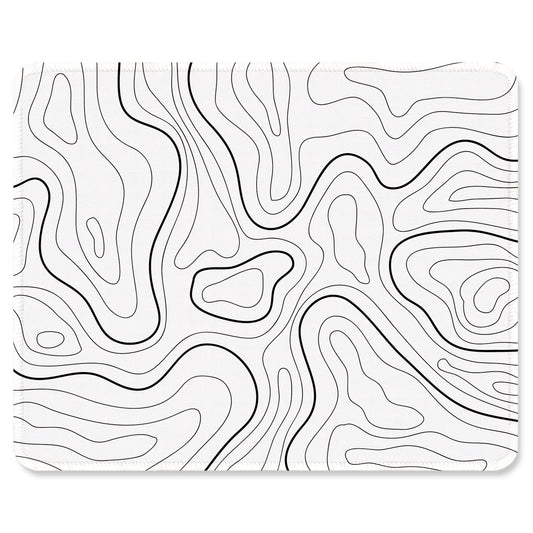 ITNRSIIET Mouse Pad with Stitched Edge Premium Textured Smooth Precise Operation Waterproof Washable Non-Slip Rubber Base Desktop Protection Mat, 10.2×8.3×0.12 inches, Topographic Contour White