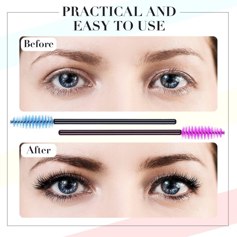 1000 Pcs Disposable Eyelash Mascara Brushes Mascara Wand Eyelash Spoolies Brush Applicators Eyebrow Comb for Eye Makeup Lash Extension, 3.86 Inches, 10 Color