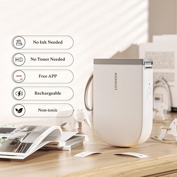 NIIMBOT 300 DPI D11 Label Maker Machine with 3 Tapes, Portable Thermal Label Printer with Multiple Templates, Bluetooth Label Printer for Office Home Kitchen School Organization, White