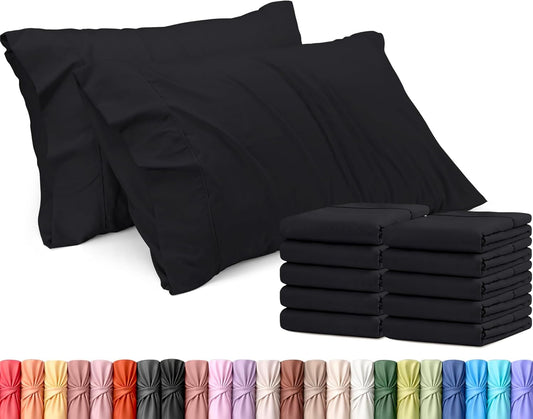 Utopia Bedding King Pillow Cases - 12 Pack Soft Brushed Microfiber - Fade Resistant 20 X 40 Inches | Black