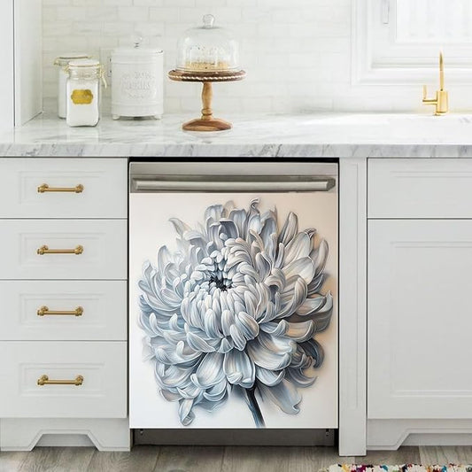Blooming Flower Dishwasher Magnet Cover Kitchen Dishwasher Sticker, Simplicity Decorative Dishwasher Magnetic Panel Decal 23x26inch