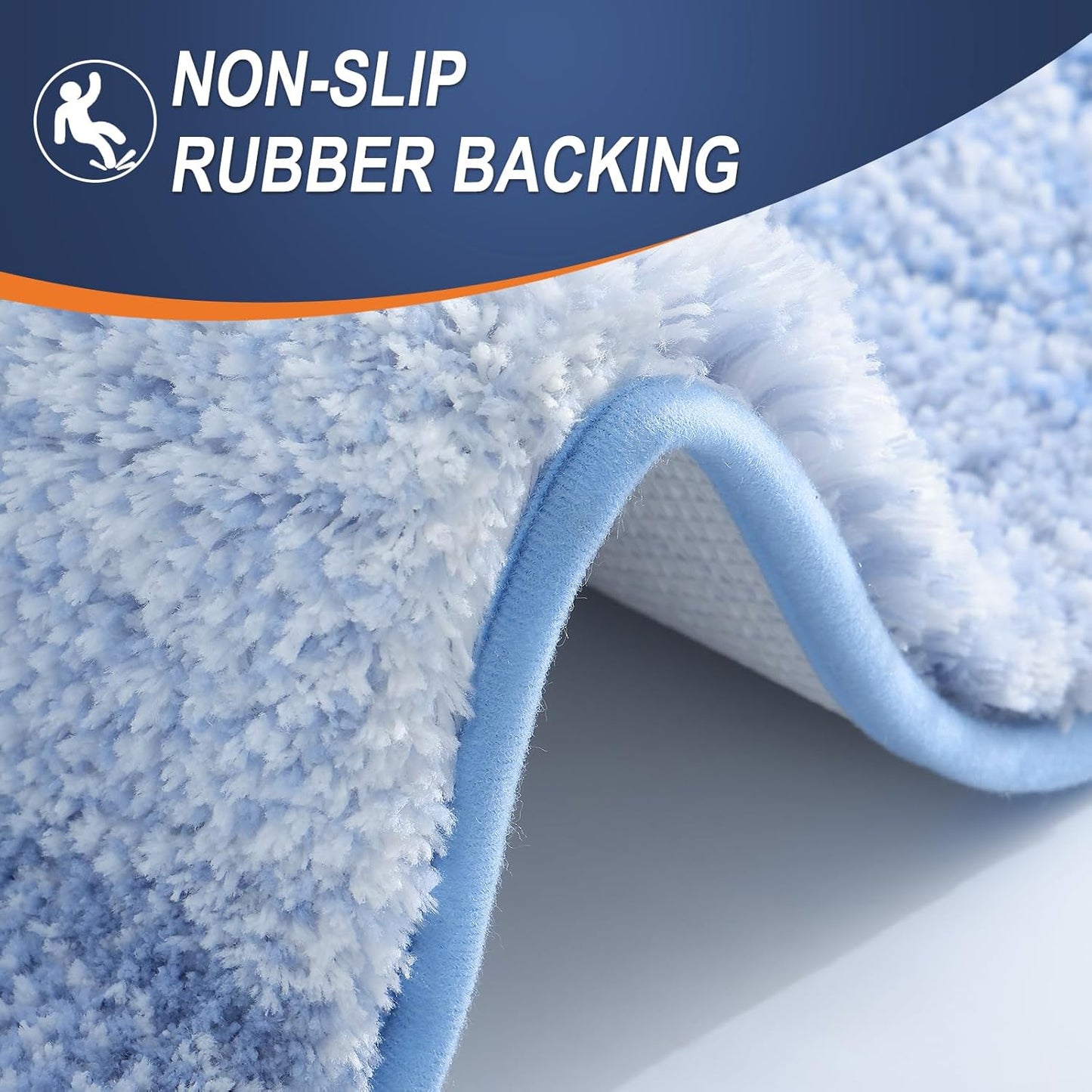OLANLY Bathroom Runner Rug - Extra Soft Microfiber Mat | Quick Dry, Washable, 47x24, Light Blue