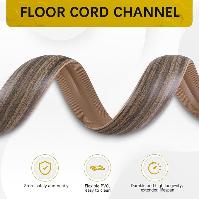 JAHOMFAI Floor Cord Cover 10FT Cord Covers for Wires on Floor Protect Wires & Prevent Trip Hazards, Easy to Cut for Home, Office, School, Concerts, Cavity W0.6in x H0.32in