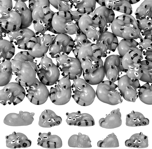 Seenelling Mini Raccoon Figurines - 50 Pcs Cute Resin Animal Decor for Cabin & Lodge | Tiny Home Accents