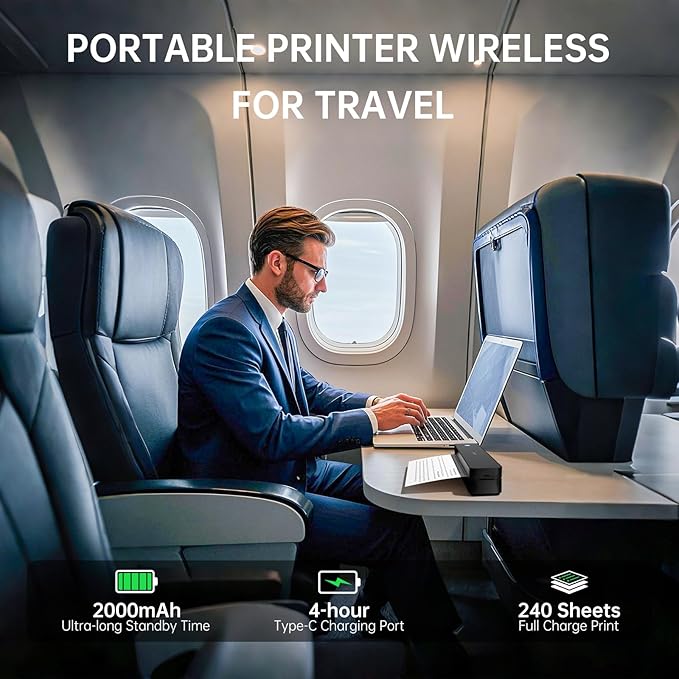 iDPRT MT610 Portable Thermal Printer, Mobile-Travel-Printers, Inkless-Wireless-Small-Printer for Home Use, Office, Vehicles, Bluetooth Printers Supports 8.5 x 11 US Letter&A4&A5, Deep Black