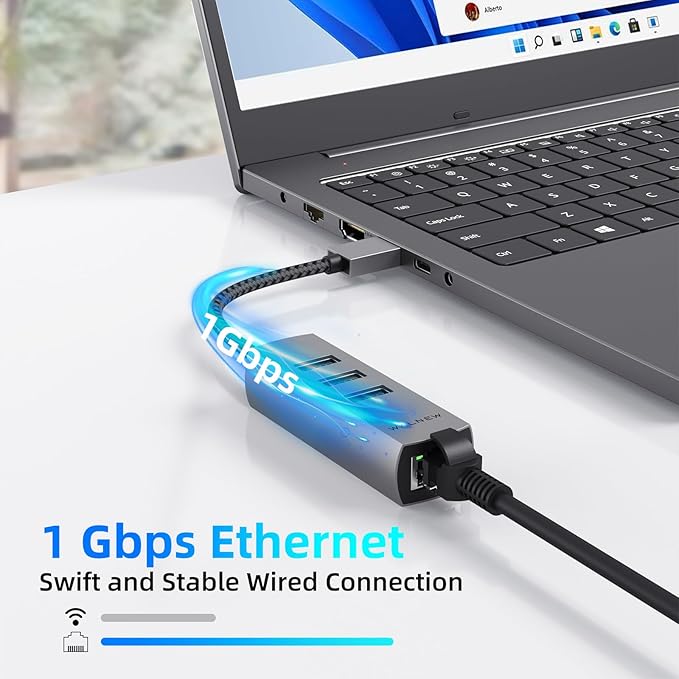 USB A to Ethernet Adapter, WALNEW USB 3.0 to RJ45 Gigabit Ethernet Adapter, Compatible with Mac,MacBook Pro/Air,Samsung Galaxy Tab